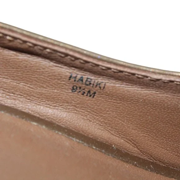 Donald J Pliner Size 9 M Beige Brown Habiki Patent Leather Peeptoe Wedge Heels - Picture 8 of 9